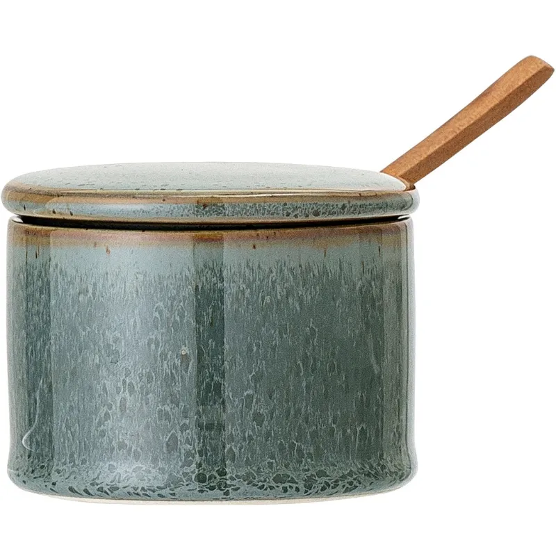 Pixie Kruka Med Lock & Sked, Grön, Stengods