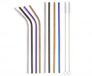 Rostfria Stålsugrör Assorterade Färger 4 Raka 4 Böjda 2 Rengöringsborstar