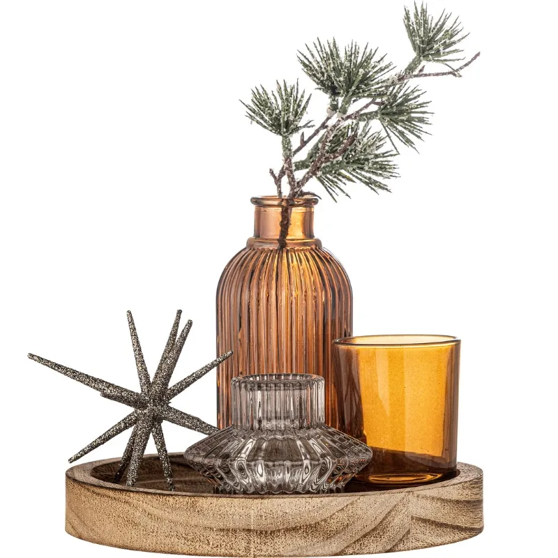 Sanga Bakke M/fyrfadsstage, Guld, Glas 6 Stk.