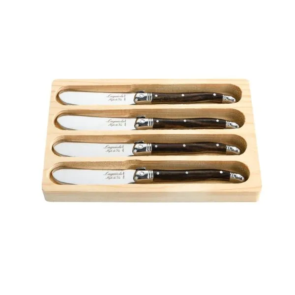 Smörkniv Laguiole Mörkt Trä Set 4 Sdv