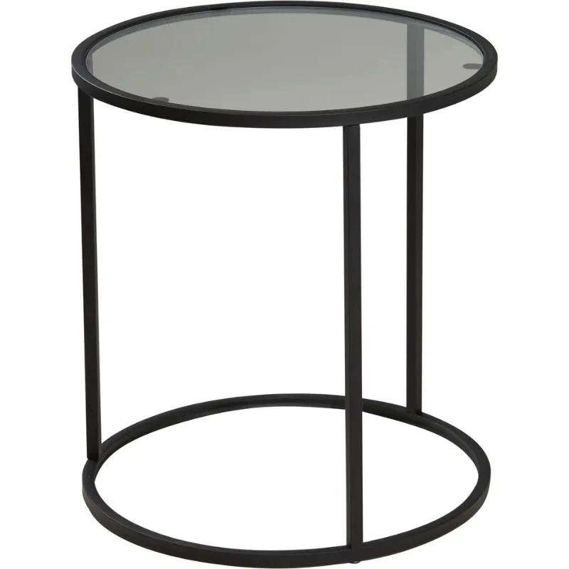 Sidebord Sæt Af 2 i Glas Og Metal