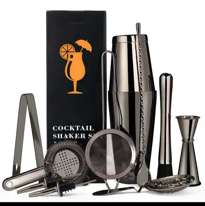 Svart Boston Shaker Set, 11 Delar