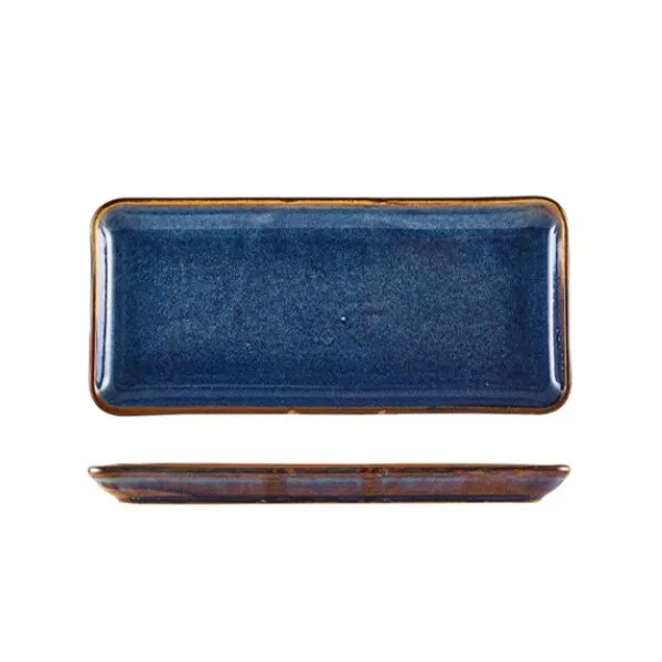 Terra Smal Rektangulär Skål Aqua Blå 27 x 12,5 Cm Genware