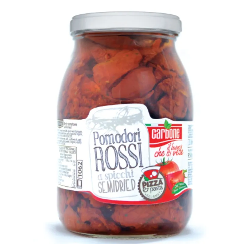 Tomater Semi Torra Plommon Kvartade Röda 950 g