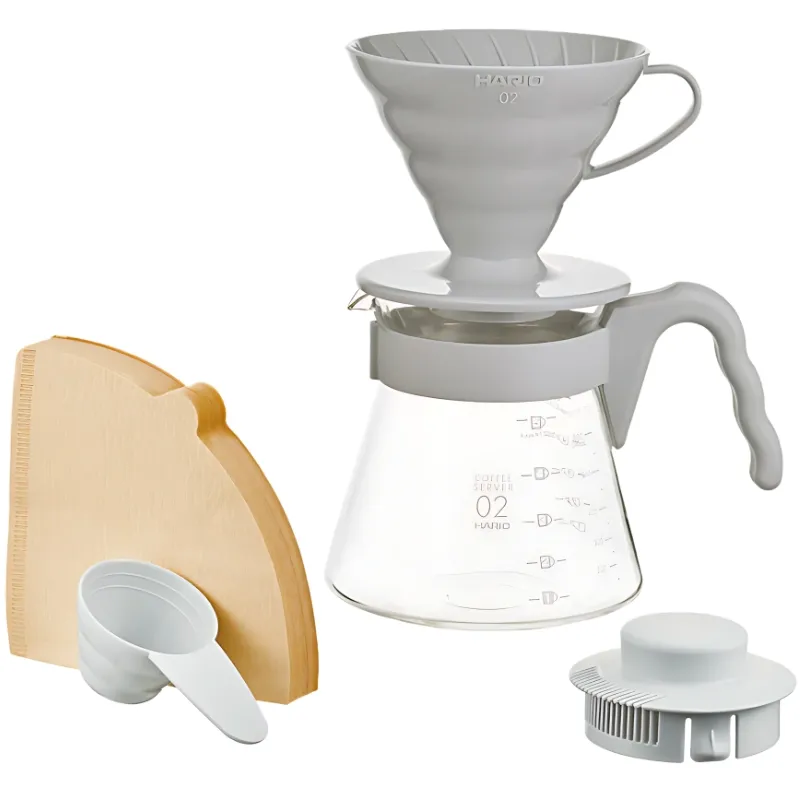 V60 Kaffeserver 02 Set / Ljusgrå - Hario