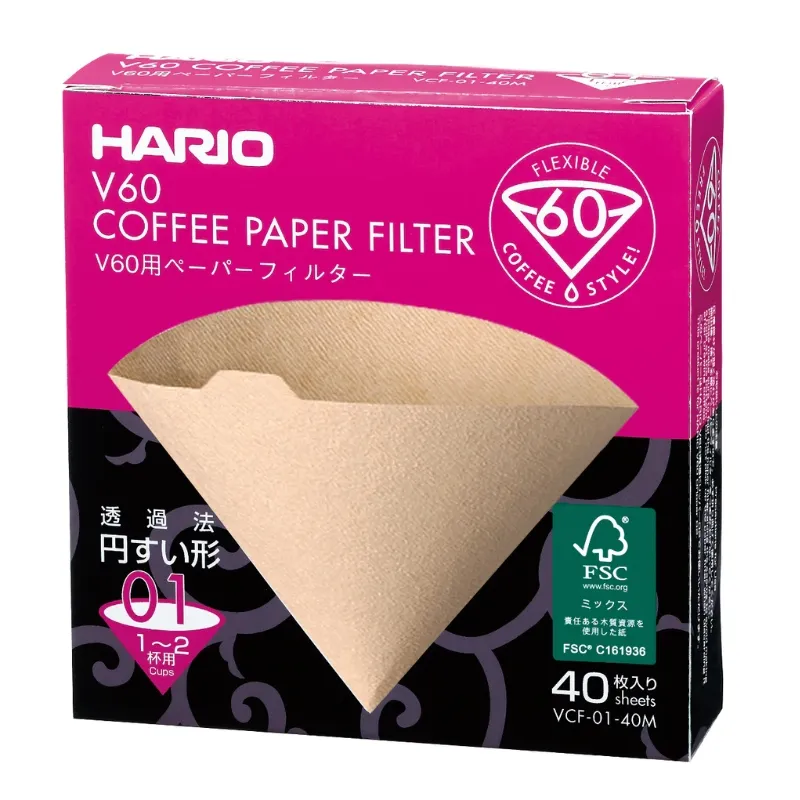 V60 Pappersfilter 01 Natur 40 St. - Hario