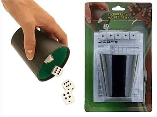 Yatzy Komplett M/5 Tärningar Plastmugge