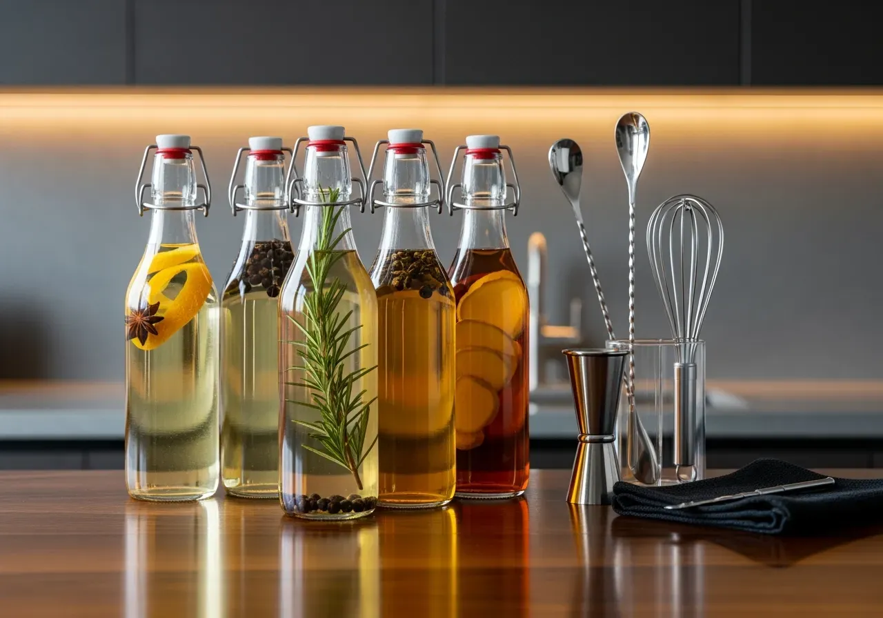 Sugrör i cognacglas och etikett