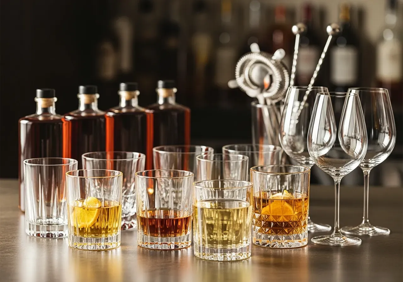 Sugrör i låga glas på bord