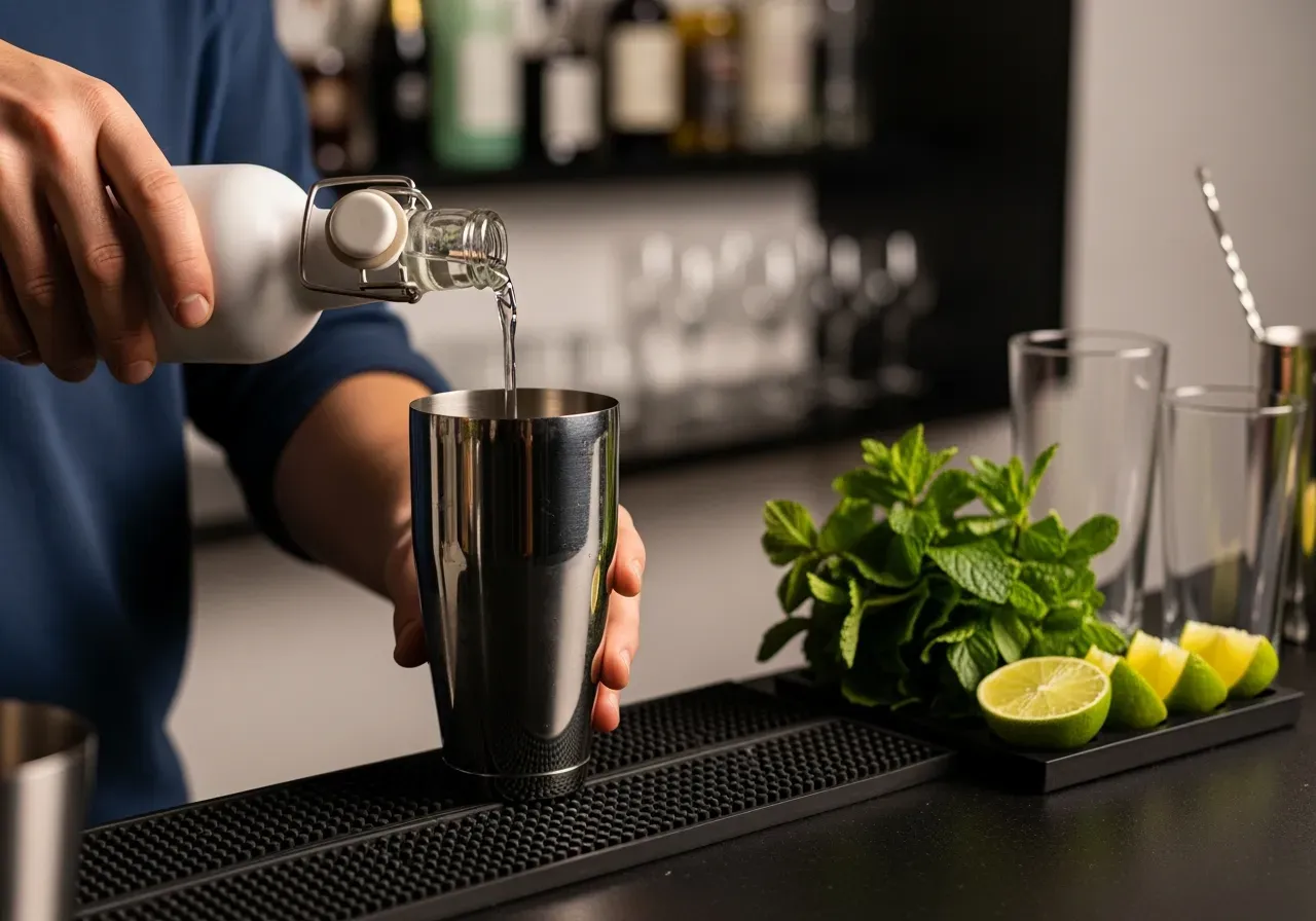 Sugrör i shotglas på bar